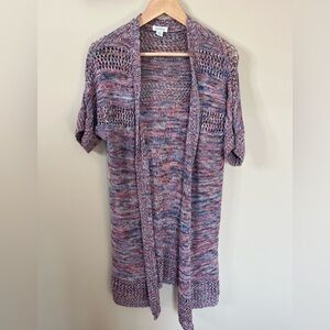 Sundance Open Hang Long Sweater Short Sleeve Size Medium Pink Blue Red
